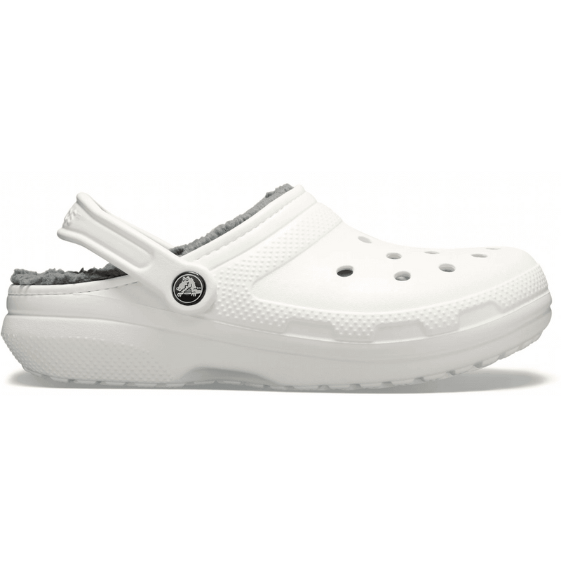 Womens Crocs Classic Lined Crocs - White with Grey