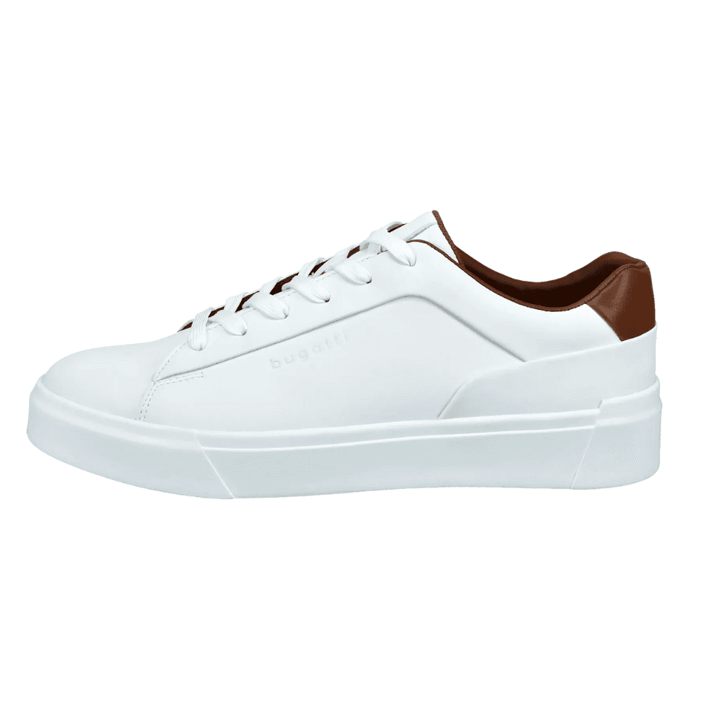 Bugatti Mens AMU01 Off White with Tan Leather Trainers