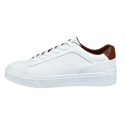 Bugatti Mens AMU01 Off White with Tan Leather Trainers - Off White