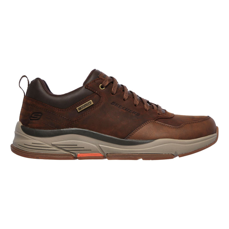 Mens Skechers Benago - Hombre Dark Brown Waterproof Trainers - Dark Brown