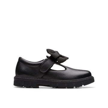 Girls Clarks Lorcam Hope Kid Black School Shoes - Black