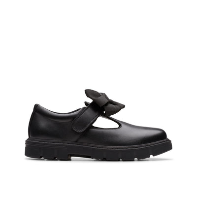 Girls Clarks Lorcam Hope Kid Black School Shoes - Black