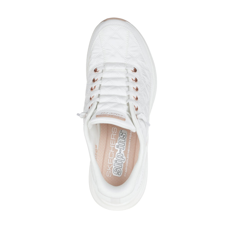 Womens Skechers 150413 White & Rose Gold Slip-In Contour Foam Trainer - White