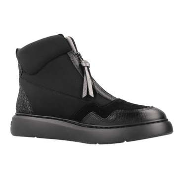 Womens Hispanitas 243654 Black Zip Front Stretch Ankle Boots - Oceania