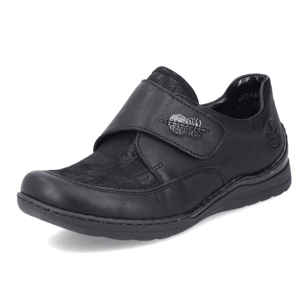 Womens Rieker 48954 Black Leather Velcro Strap Shoes