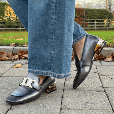 Womens Zanni & Co Laocai Perspex Heel Loafers - Iron Shimmer