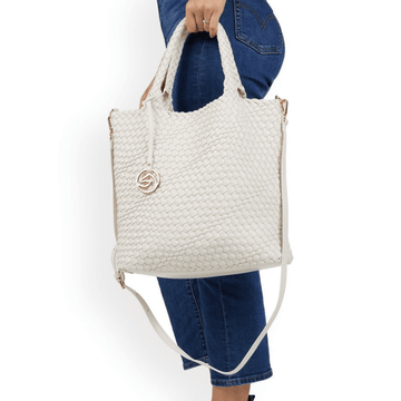 Womens Remonte Q0761 White Woven Tote Bag - White