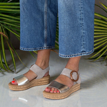 Womens Gabor 84.550 Wedge Andre Sandal - Beige