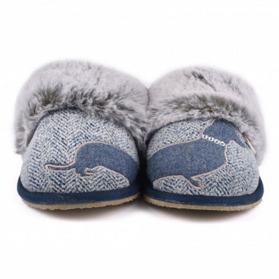 Womens Lazy Dogz Ladies Dasher Faux Fur Lined Slippers - Blue