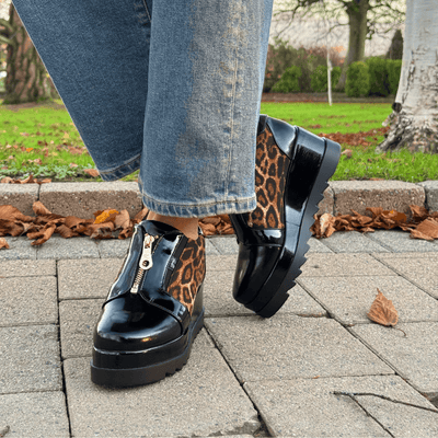 Womens Kate Appleby Bouther Black Leopard Platform Shoe - Cremelop