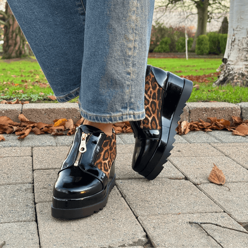 Womens Kate Appleby Bouther Black Leopard Platform Shoe - Cremelop