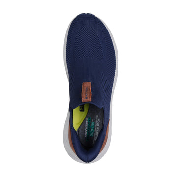 Mens Skechers 211145 Navy Blue, Brown & Grey Knit Conner Shoe - Navy