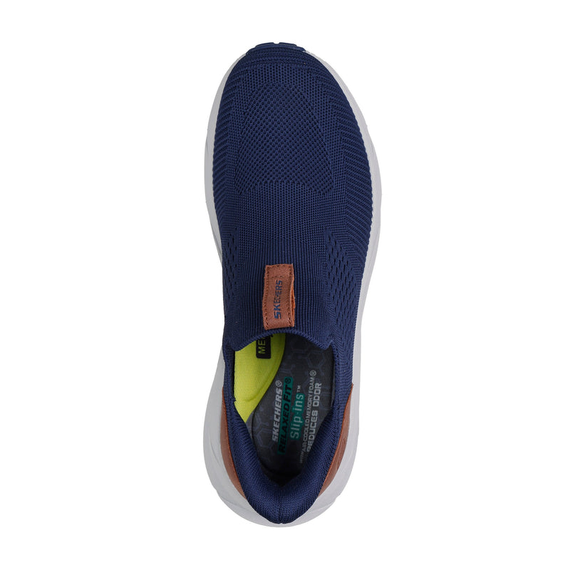 Mens Skechers 211145 Navy Blue, Brown & Grey Knit Conner Shoe - Navy