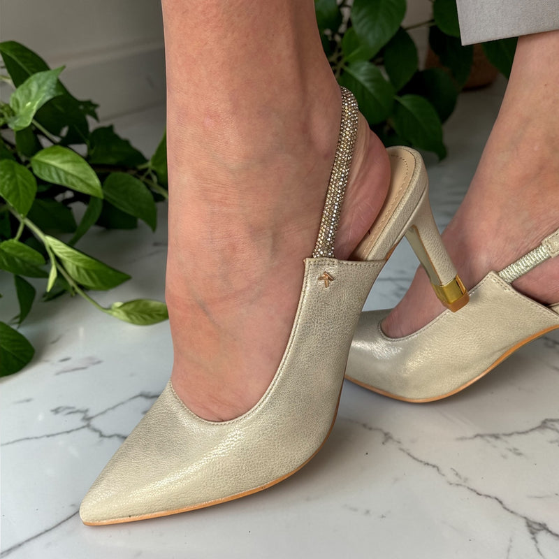 Womens Kate Appleby Burnett Diamante Sling Back Heeled Shoes Heels - Gold