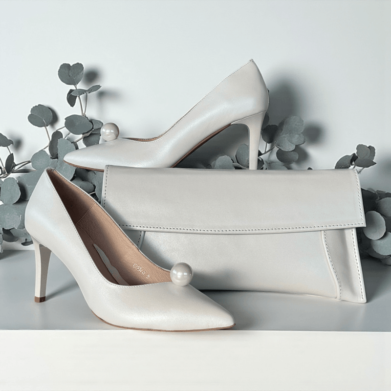 Womens Emis 8074 Ecru Pearl Court Shoes - Ecru Pearl