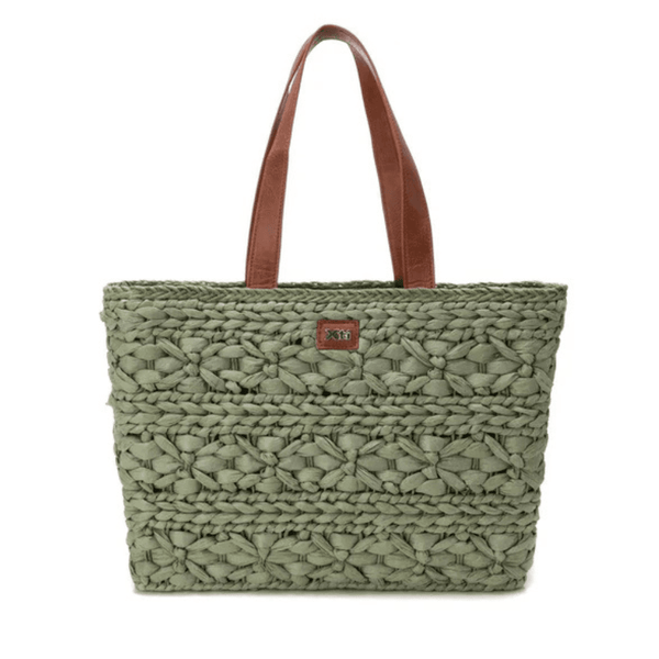 Womens Xti 184326 Woven Raffia Tote Bag - Khaki