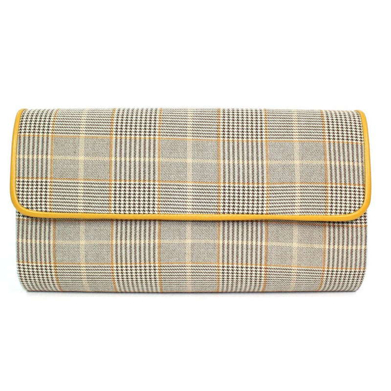 Lunar Womens Samia Clutch Handbag - Beige/Yellow Tartan - Beige Gold