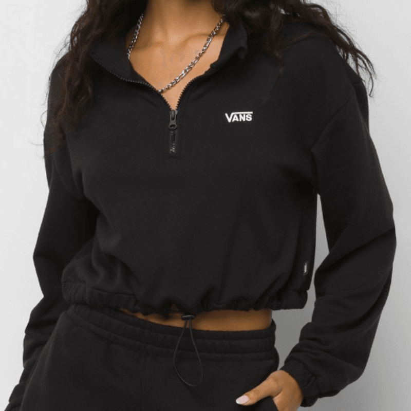 Womens Vans Left Chest Half Zip Sweatshirt - Black