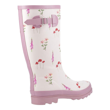 Womens Cotswold Wildflower Tall Pink Wellingtons - Pink