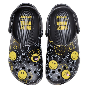 Womens Crocs SmileyWorld Classic Clog - Black