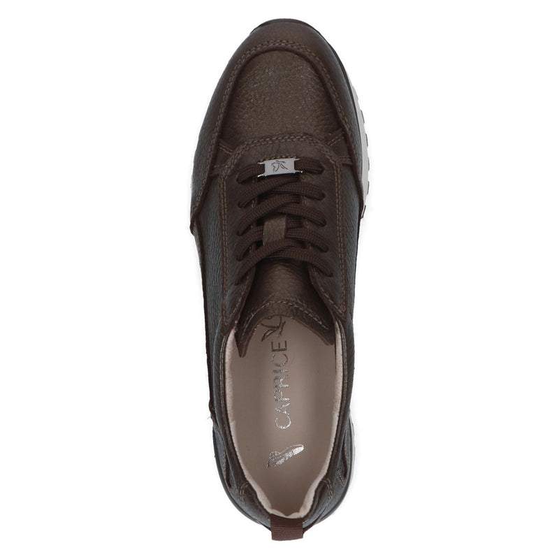 Womens Caprice 23711 Dark Brown Deer Leather Trainers - Dark Brown Deer Leather