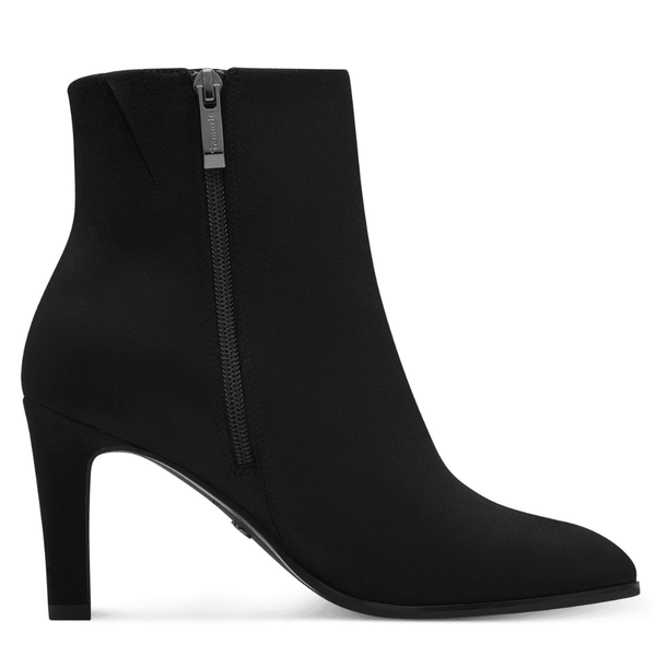 Womens Tamaris 25339 Black Suede Heeled Ankle Boots - Black