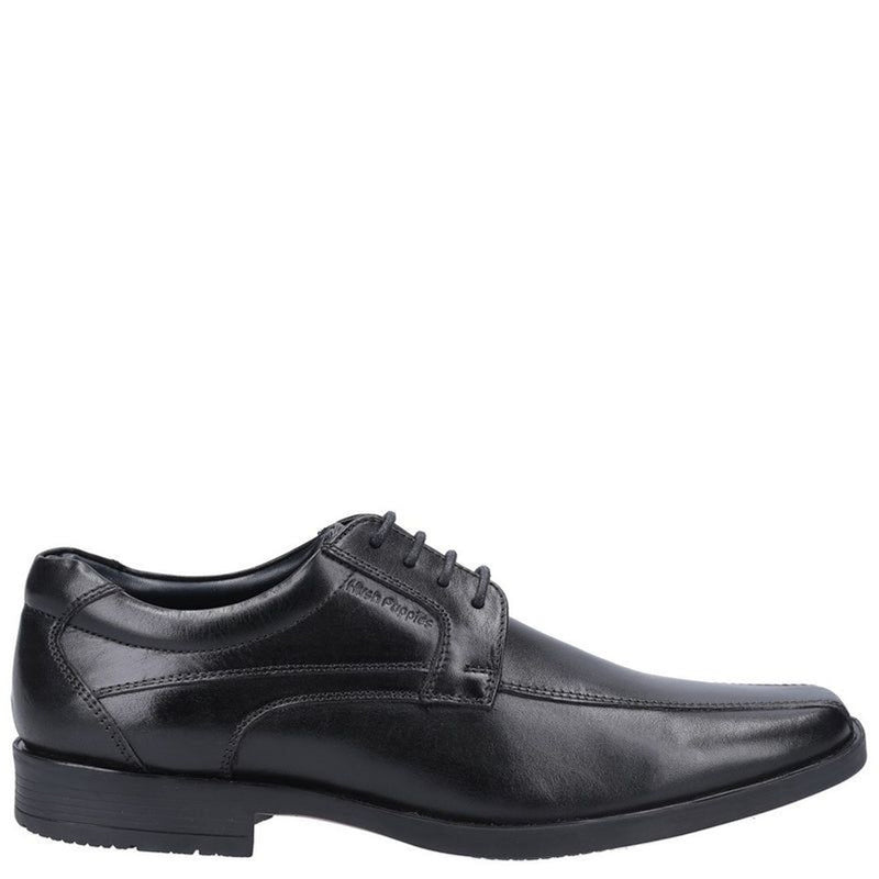 Boys Hush Puppies Brandon Black Senior School Shoes - Black