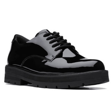 Girls Clarks Prague Lace School Shoe - Black