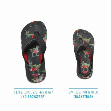 Reef Kids Infant Junior Ahi T-Rex Flip Flops Sandals - Red