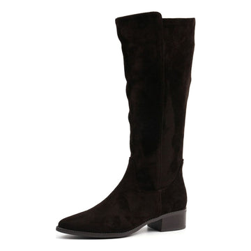 Womens Lunar Kendra Dark Brown Suede Long Boots - Dark Brown