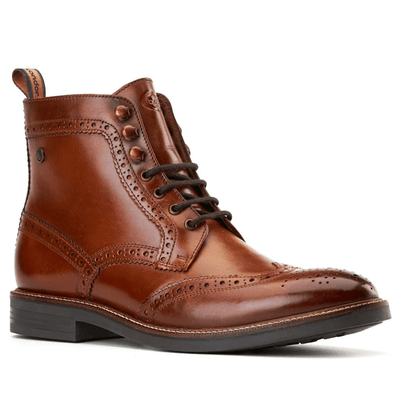 Base London Mens Bristol Tan Brogue Ankle Boots - Tan