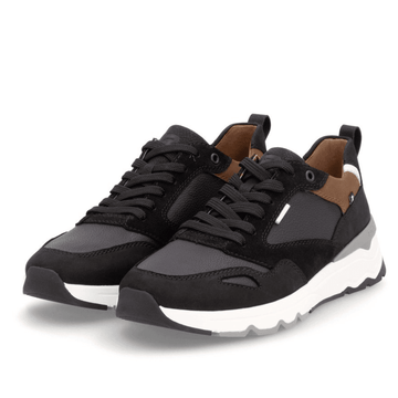 Mens Rieker U0903 Black and Brown Leather Sport Trainers - Black