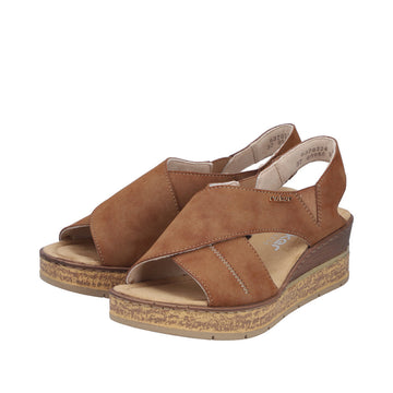 Womens Rieker 63782 Brown Wedge Sandal - Brown