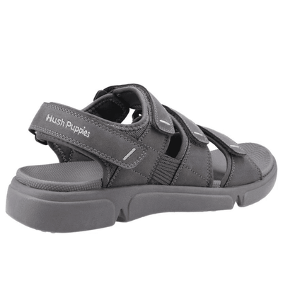 Mens Hush Puppies Raul Grey Velcro Strap Sandals - Grey