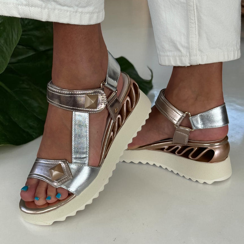 Womens Una Healy Better Alone Wedge Sandal - Rose Gold