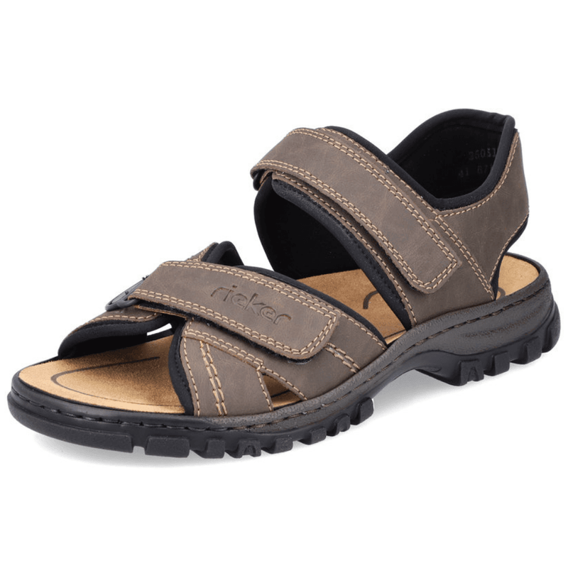Rieker 25051 Mens Velcro Walking Sandals - Brown