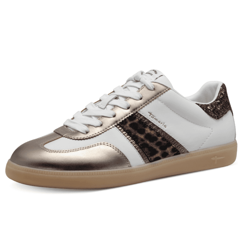 Womens Tamaris 23624 Gumsole Trainer - Leopard Combi - White
