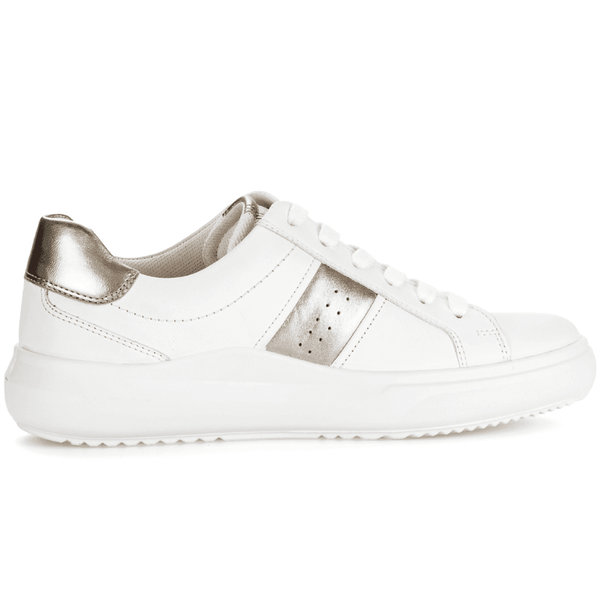 Womens Gabor 83.360 White with Gold Leather Trainers - White