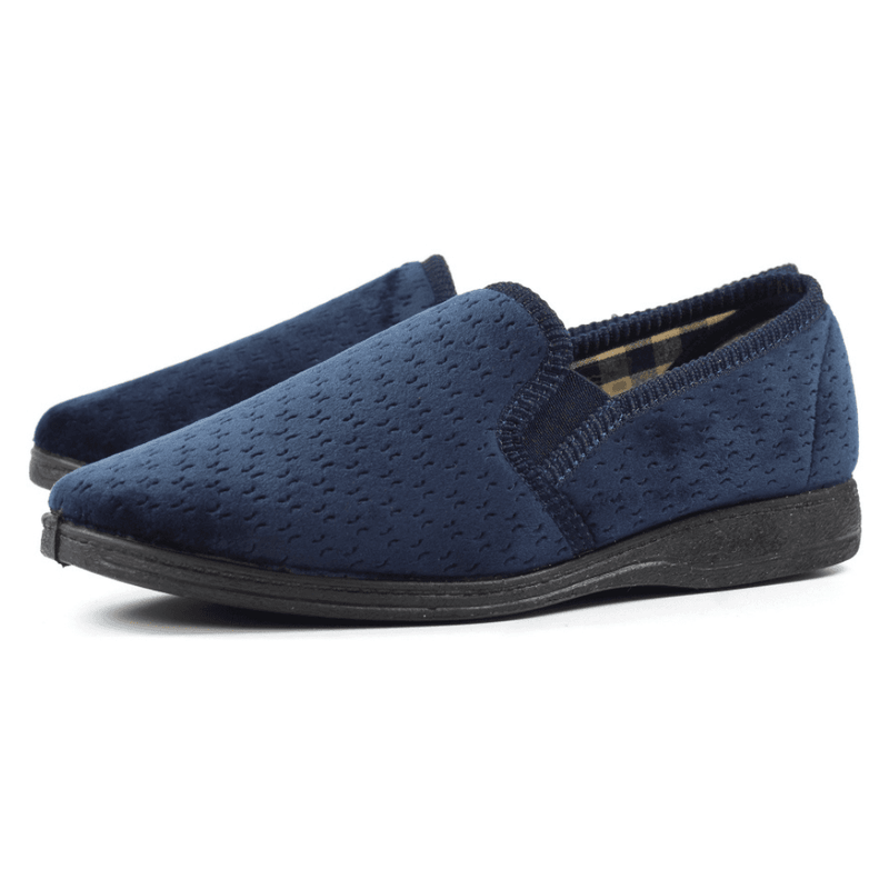 Lazy Dogz Mens Tamar Velvet Slippers - Navy