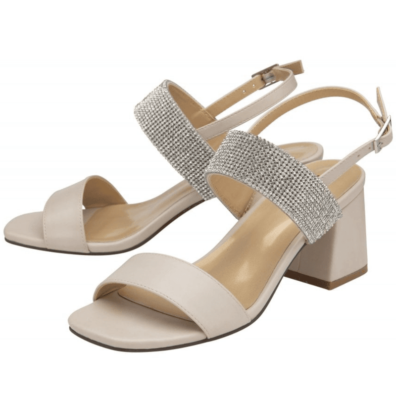 Womens Lotus Ladies Elisena Diamante Block Heel Sandals - Nude Pink