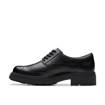 Girls Clarks Orinoco3 Derby School Shoes - Black