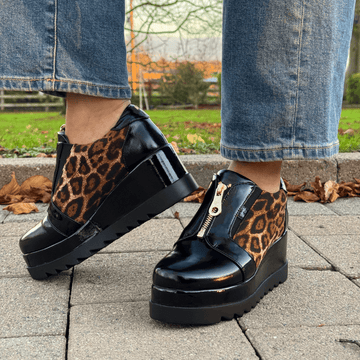 Womens Kate Appleby Bouther Black Leopard Platform Shoe - Cremelop