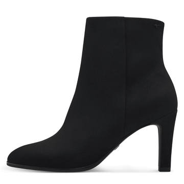 Womens Tamaris 25339 Black Suede Heeled Ankle Boots - Black