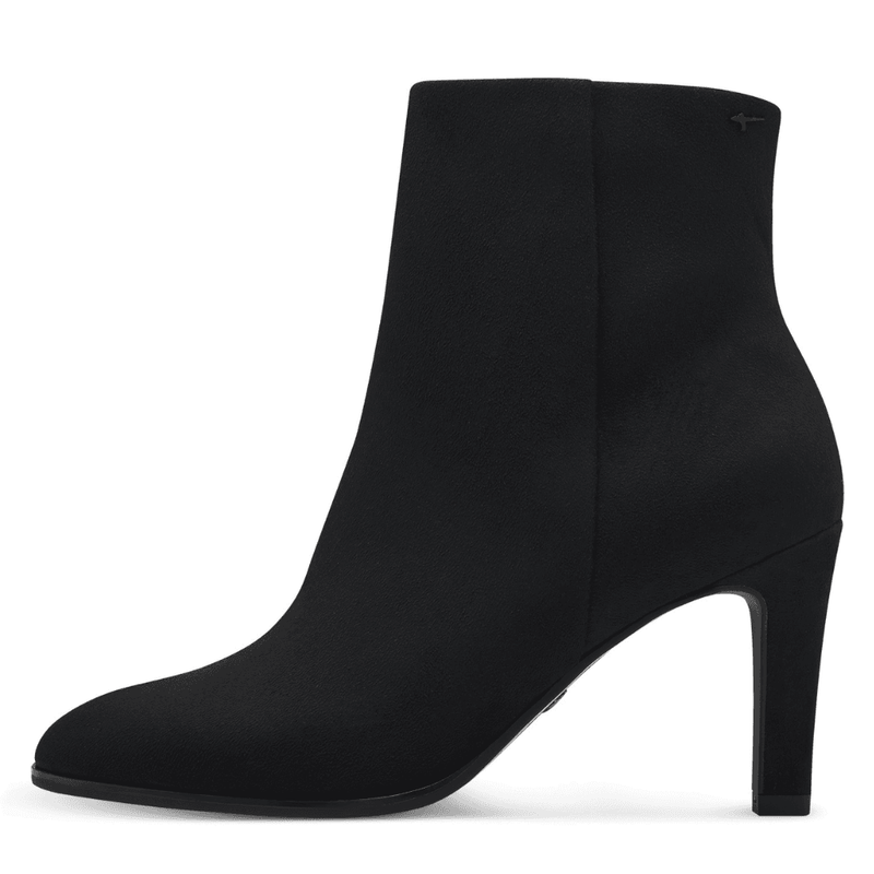 Womens Tamaris 25339 Black Suede Heeled Ankle Boots - Black
