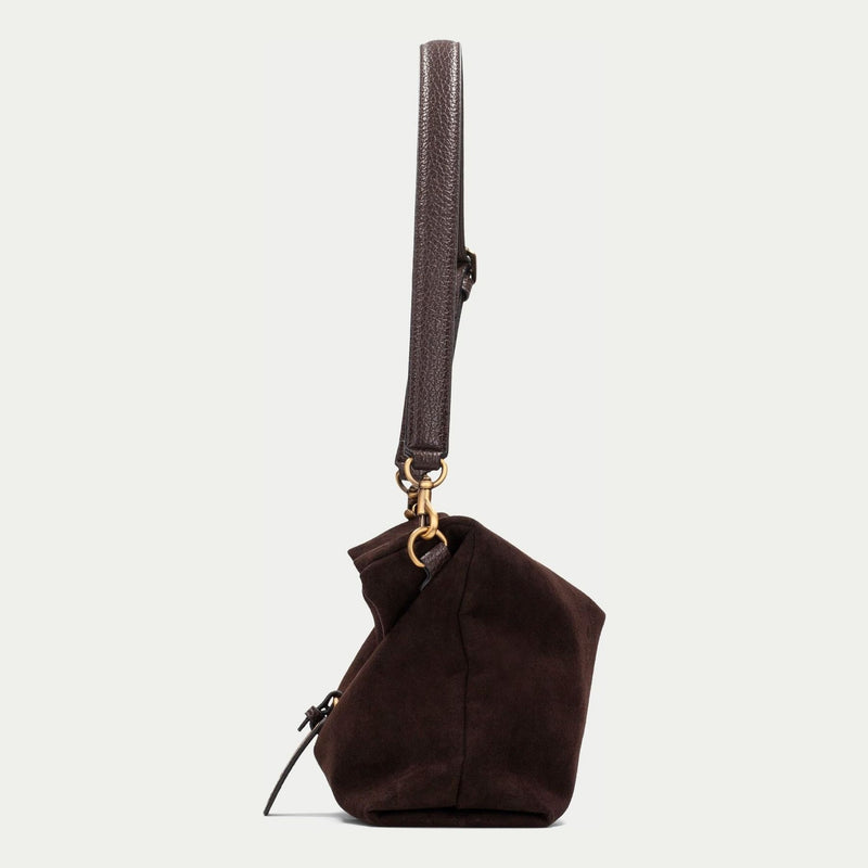 Womens Hispanitas 264948 Suede Shoulder Bag - Espresso