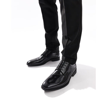 Mens Base London Dome Formal Lace-up Shoes - Hi Shine Black