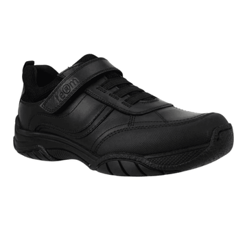 Term Boys Maxx Velcro Black Leather School Shoes - Black