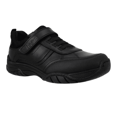 Term Boys Maxx Velcro Black Leather School Shoes - Black
