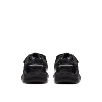 Boys Clarks Daze Kick Kid Black School Shoes - Black