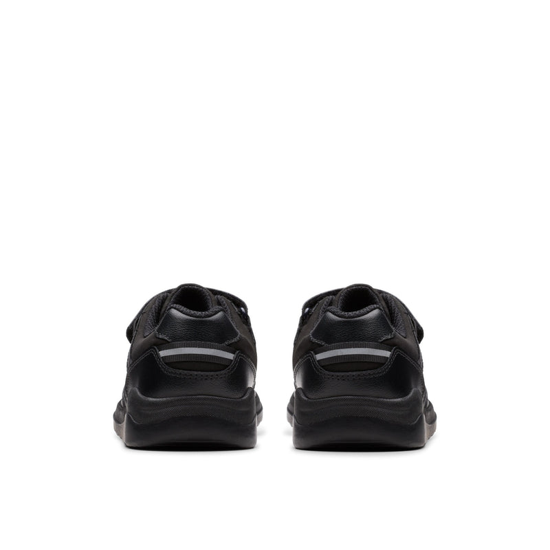 Boys Clarks Daze Kick Kid Black School Shoes - Black